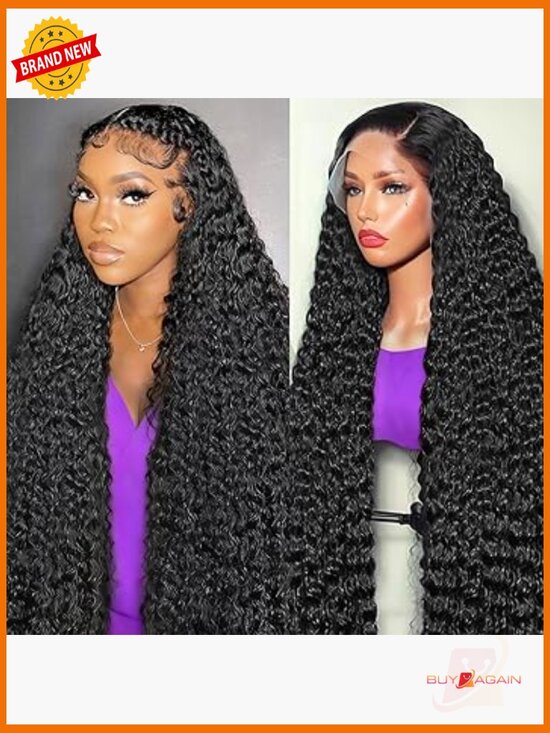34 Inch Deep Wave Lace Front Wig Human Hair 13x6 HD Pre Plucked 200 Density